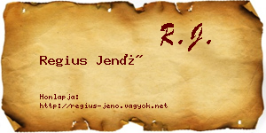 Regius Jenő névjegykártya